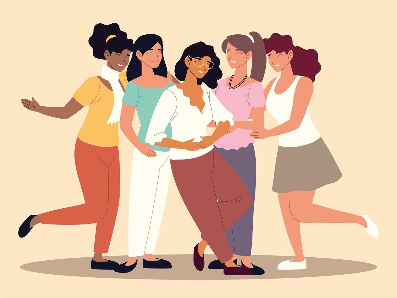 happy-group-women-friends-together-vector