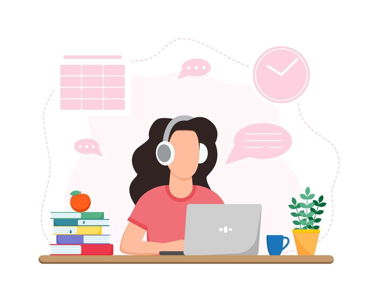 working-or-studing-at-home-girl-sitting-at-table-online-education-concept-freelance-vector